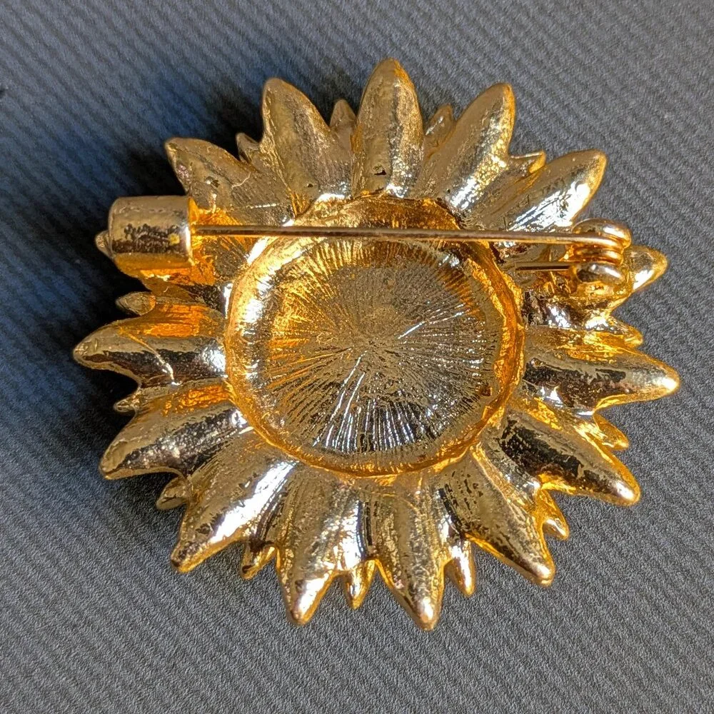 NWOT - Blinged Out Sunflower Brooch & 3D Floating Jewelry Display Case Combo - Picture 4 of 6